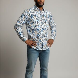 Robert Graham Men’s Julius Reinvented Grid Print Sport Shirt Size Large